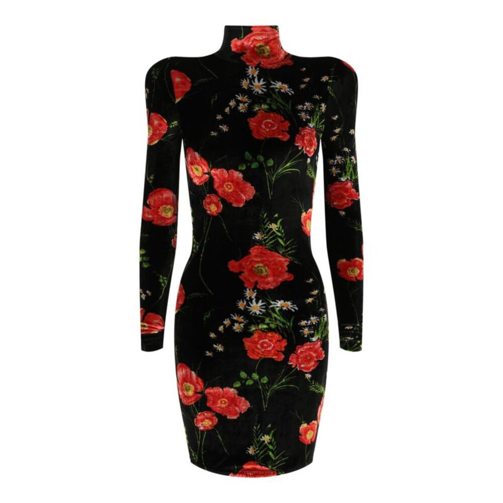 Balenciaga Poppy Velvet Trurtleneck Dress Multi Womens